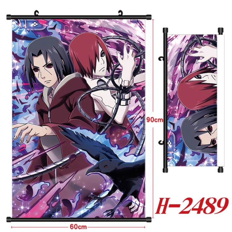 Naruto Anime Black Plastic Rod Canvas Painting Wall Scroll 60X90CM  H-2489