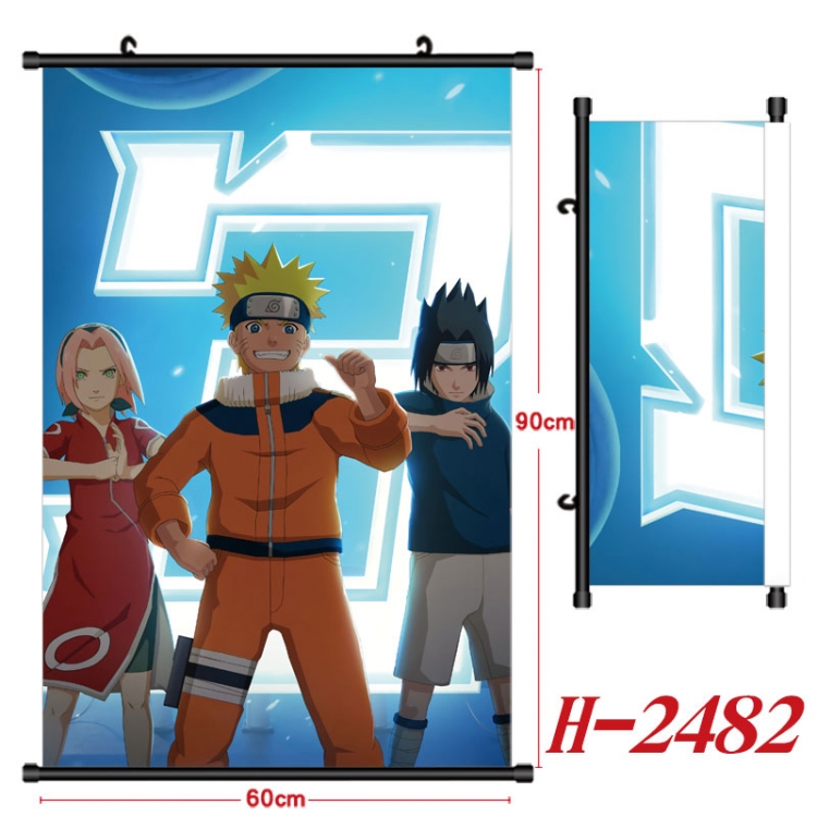 Naruto Anime Black Plastic Rod Canvas Painting Wall Scroll 60X90CM  H-2482