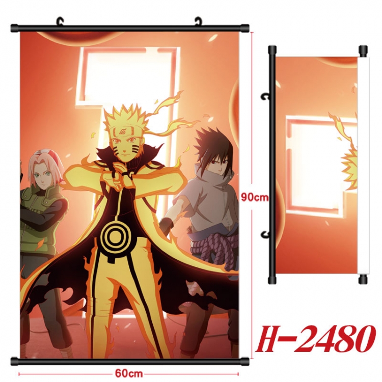 Naruto Anime Black Plastic Rod Canvas Painting Wall Scroll 60X90CM  H-2480