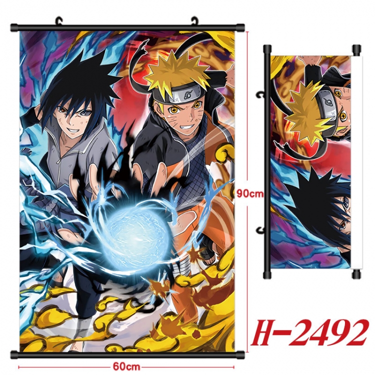 Naruto Anime Black Plastic Rod Canvas Painting Wall Scroll 60X90CM H-2492