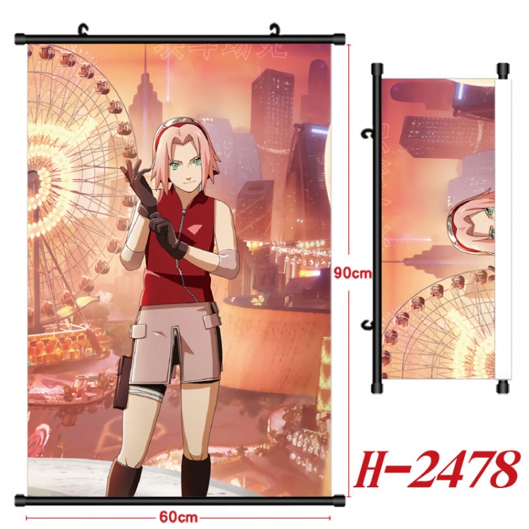Naruto Anime Black Plastic Rod Canvas Painting Wall Scroll 60X90CM H-2478