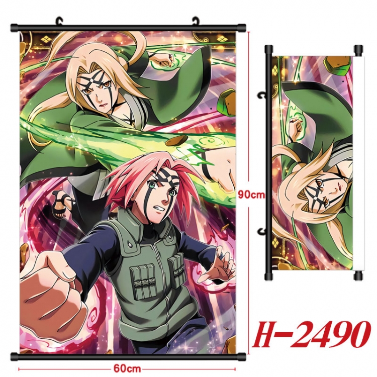 Naruto Anime Black Plastic Rod Canvas Painting Wall Scroll 60X90CM  H-2490