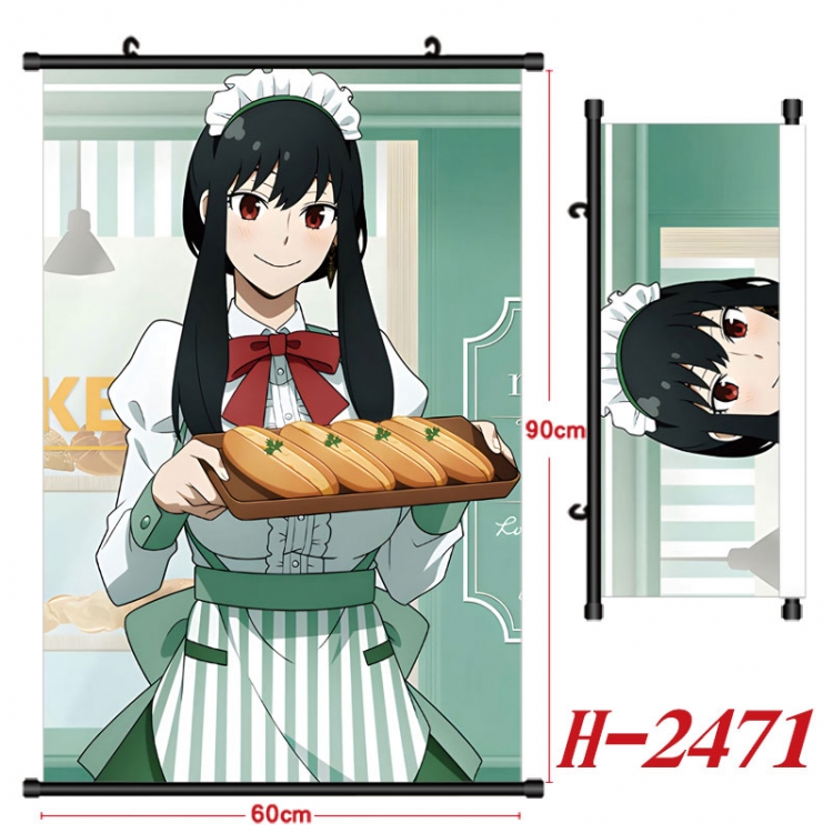 SPY×FAMILY Anime Black Plastic Rod Canvas Painting Wall Scroll 60X90CM H-2471