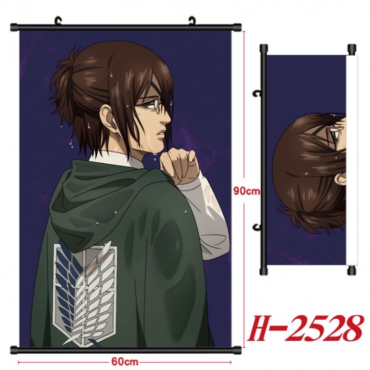 Shingeki no Kyojin Anime Black Plastic Rod Canvas Painting Wall Scroll 60X90CM  H-2528