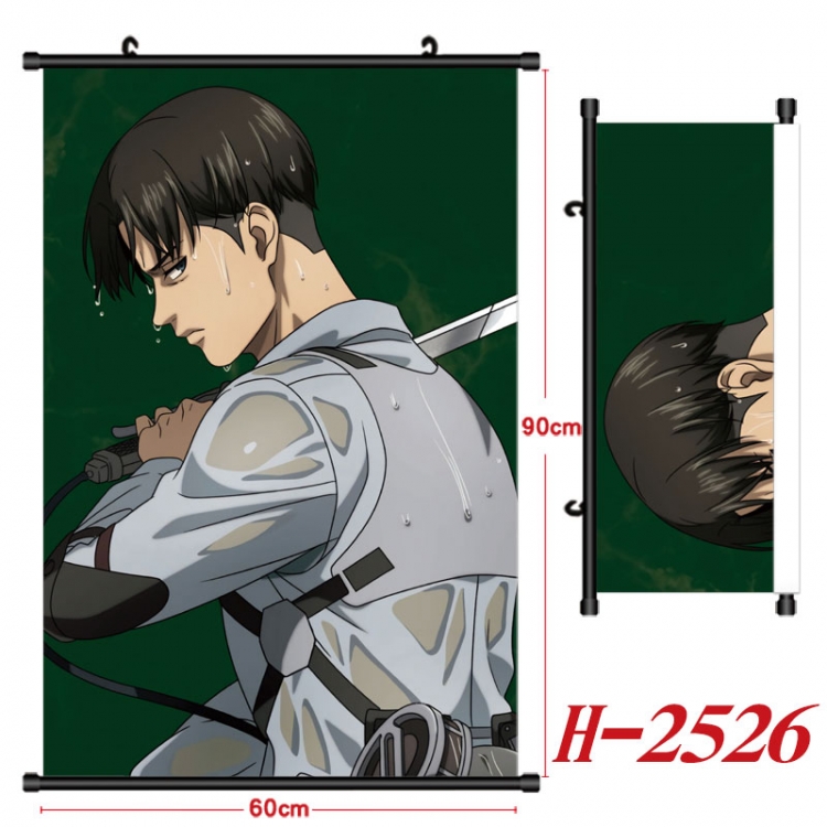 Shingeki no Kyojin Anime Black Plastic Rod Canvas Painting Wall Scroll 60X90CM H-2526