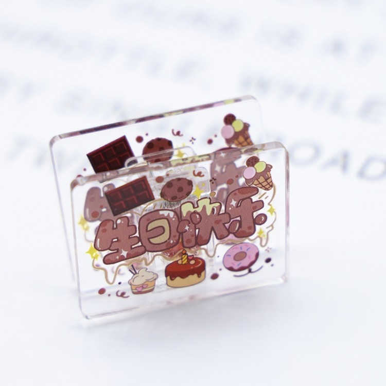 happy birthday Cartoon acrylic book clip creative multifunctional clip  price for 10 pcs F084
