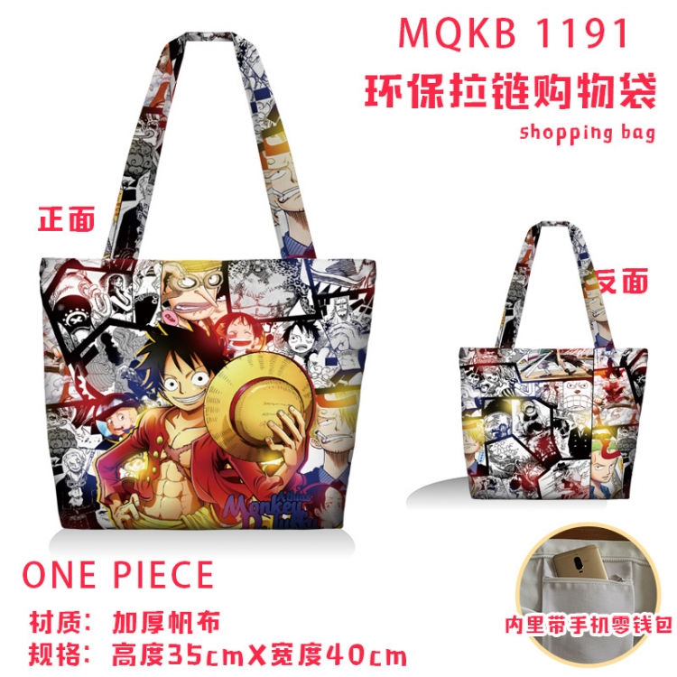 One Piece Anime cartoon canvas shoulder bag student crossbody bag 35x40cm  MQKB-1191