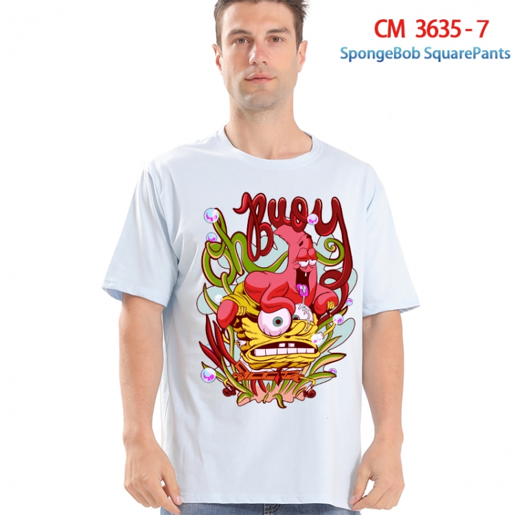 SpongeBob Printed short-sleeved cotton T-shirt from S to 4XL 3635-7
