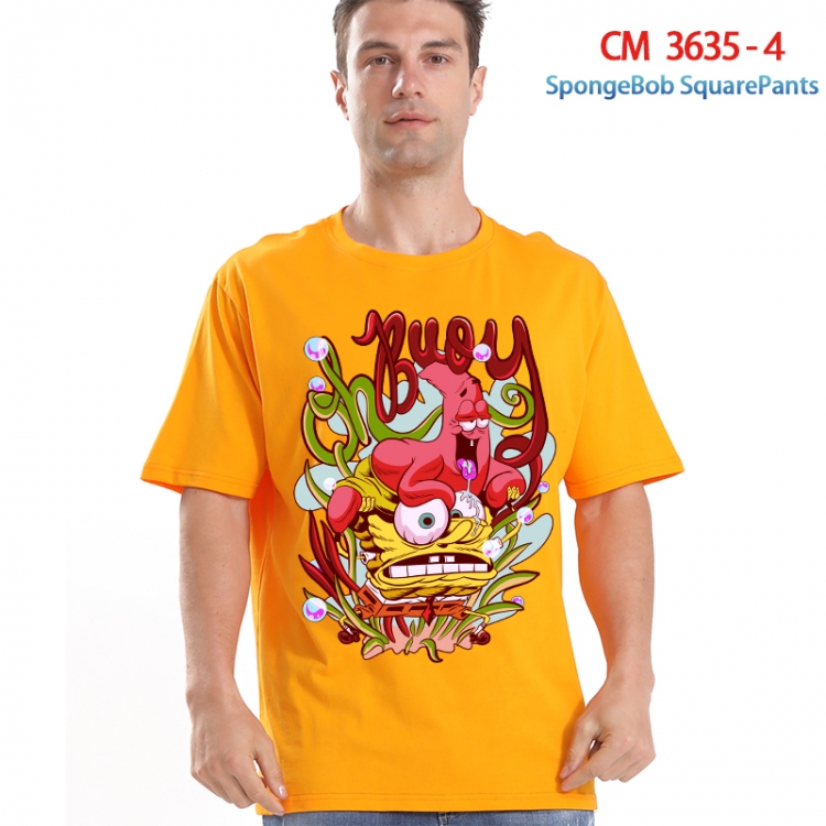 SpongeBob Printed short-sleeved cotton T-shirt from S to 4XL 3635-4