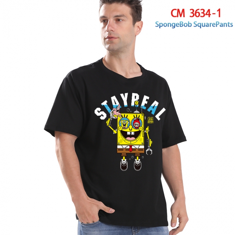 SpongeBob Printed short-sleeved cotton T-shirt from S to 4XL 3634-1