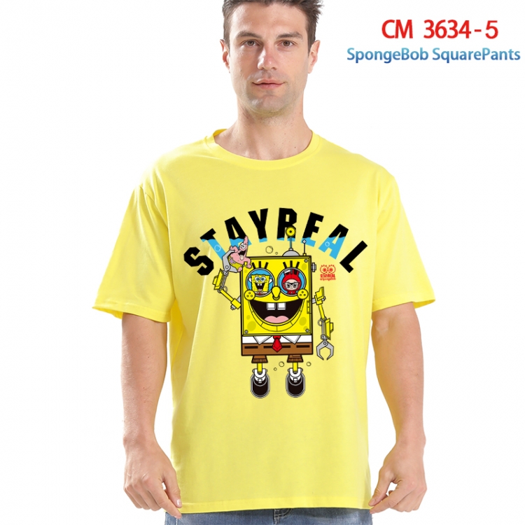 SpongeBob Printed short-sleeved cotton T-shirt from S to 4XL 3634-5