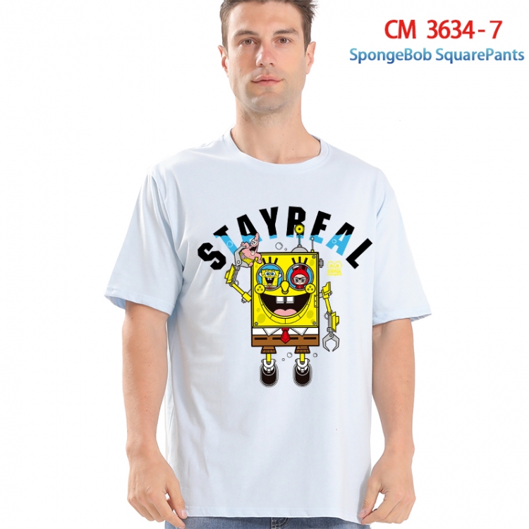 SpongeBob Printed short-sleeved cotton T-shirt from S to 4XL  3634-7
