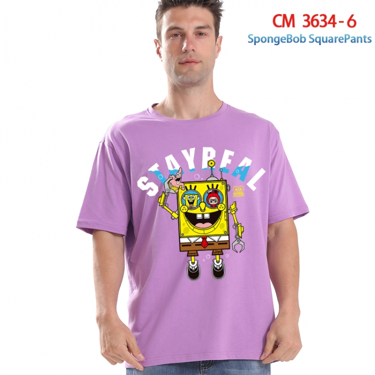 SpongeBob Printed short-sleeved cotton T-shirt from S to 4XL 3634-6
