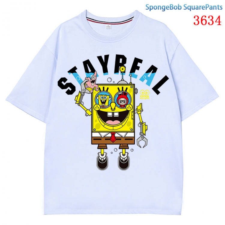 SpongeBob  Anime Pure Cotton Short Sleeve T-shirt Direct Spray Technology from S to 4XL  CMY-3634-1