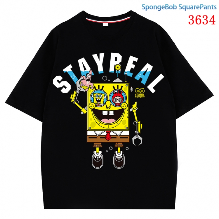 SpongeBob  Anime Pure Cotton Short Sleeve T-shirt Direct Spray Technology from S to 4XL  CMY-3634-2