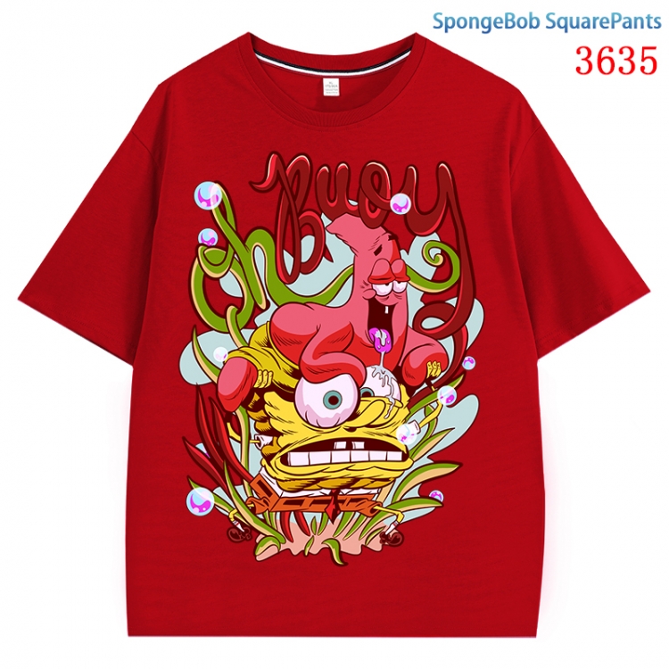 SpongeBob  Anime Pure Cotton Short Sleeve T-shirt Direct Spray Technology from S to 4XL CMY-3635-3