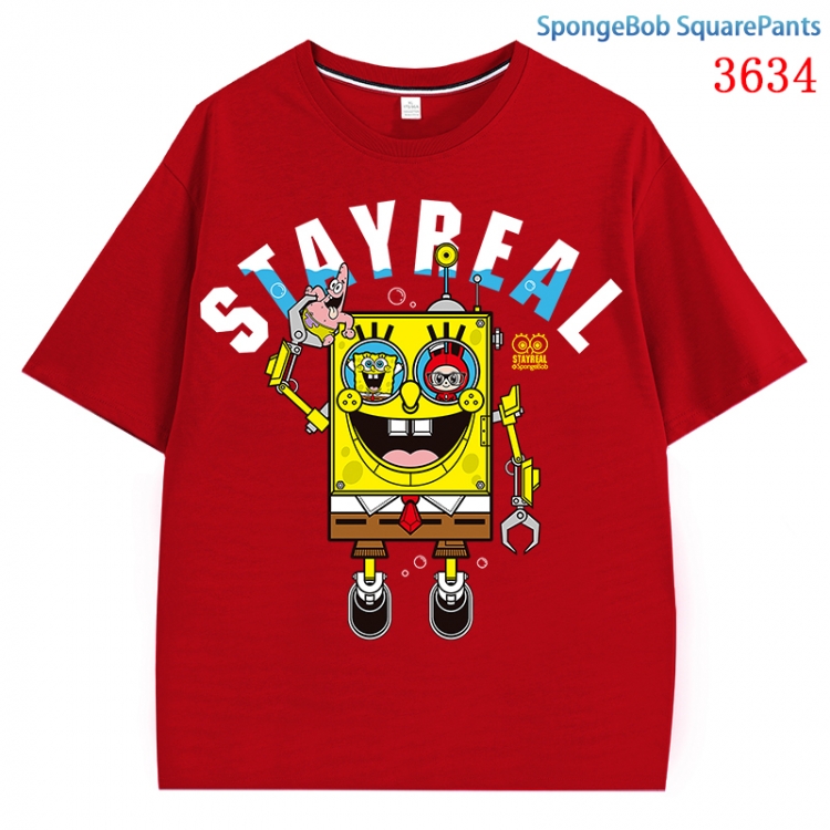 SpongeBob  Anime Pure Cotton Short Sleeve T-shirt Direct Spray Technology from S to 4XL CMY-3634-3