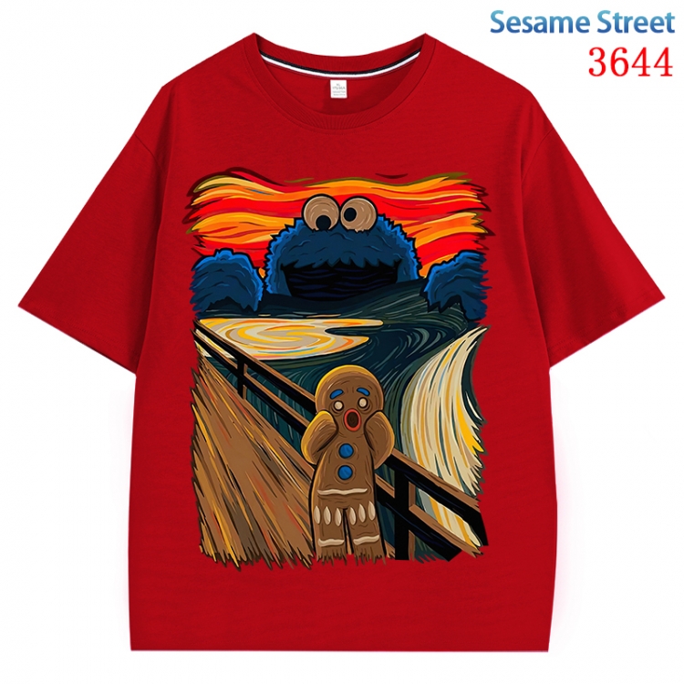 sesame street  Anime Pure Cotton Short Sleeve T-shirt Direct Spray Technology from S to 4XL CMY-3644-3