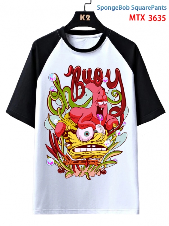 SpongeBob Anime raglan sleeve cotton T-shirt from XS to 3XL MTX-3635-1
