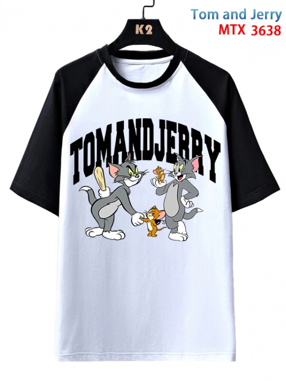Tom and Jerry Anime raglan sleeve cotton T-shirt from XS to 3XL MTX-3638-1