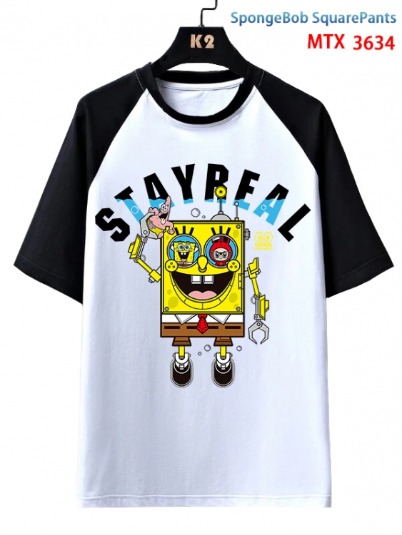 SpongeBob Anime raglan sleeve cotton T-shirt from XS to 3XL  MTX-3634-1