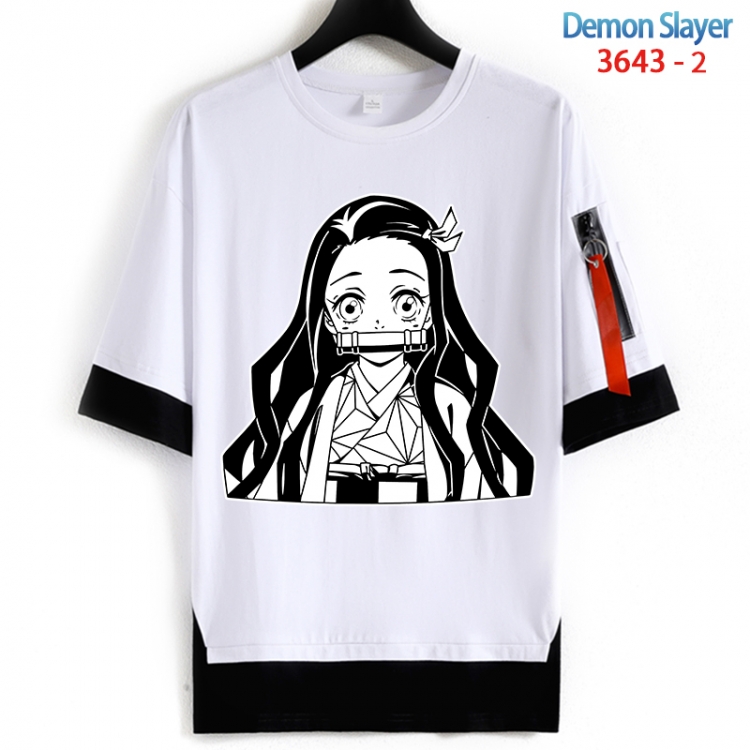 Demon Slayer Kimets Cotton Crew Neck Fake Two-Piece Short Sleeve T-Shirt from S to 4XL HM-3643-2