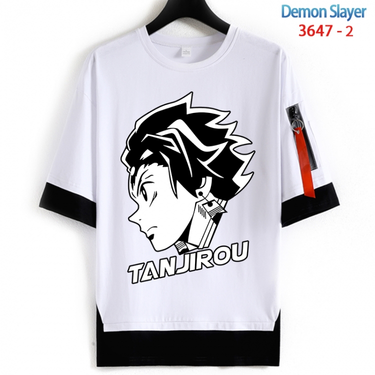 Demon Slayer Kimets Cotton Crew Neck Fake Two-Piece Short Sleeve T-Shirt from S to 4XL  HM-3647-2