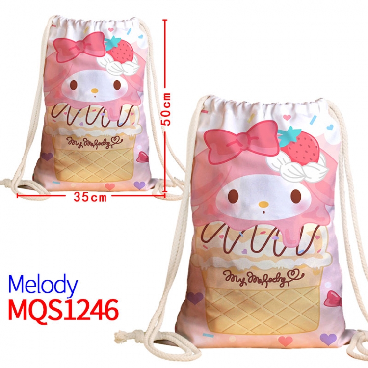 melody Canvas drawstring pocket backpack 50x35cm MQS-1246