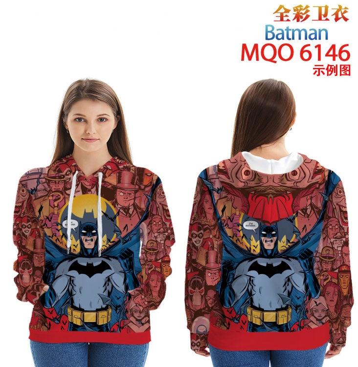 Batman Long sleeve hooded patch pocket cotton sweatshirt from 2XS to 4XL