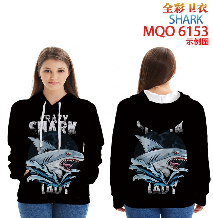 shark  Long sleeve hooded patch pocket cotton sweatshirt from 2XS to 4XL MQO 6153