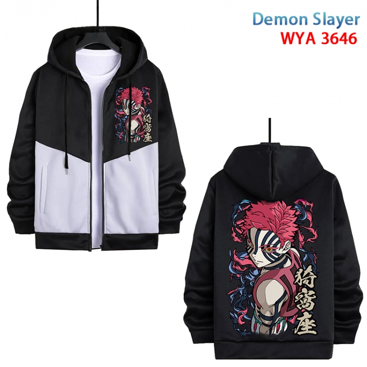 Demon Slayer Kimets Anime black and white contrasting pure cotton zipper patch pocket sweater from S to 3XL WYA-3646-3