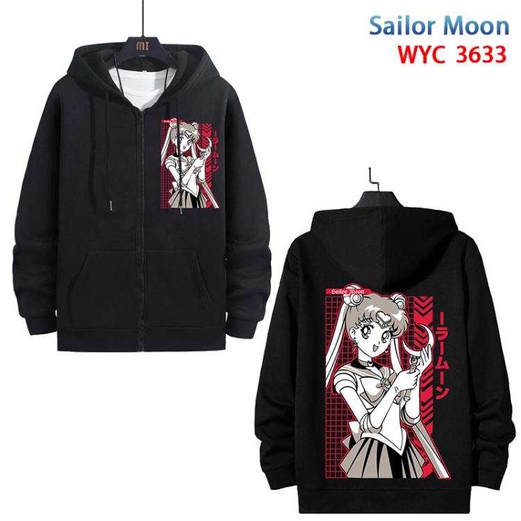 sailormoon Anime black pure cotton zipper patch pocket sweater from S to 3XL  WYC-3633-3