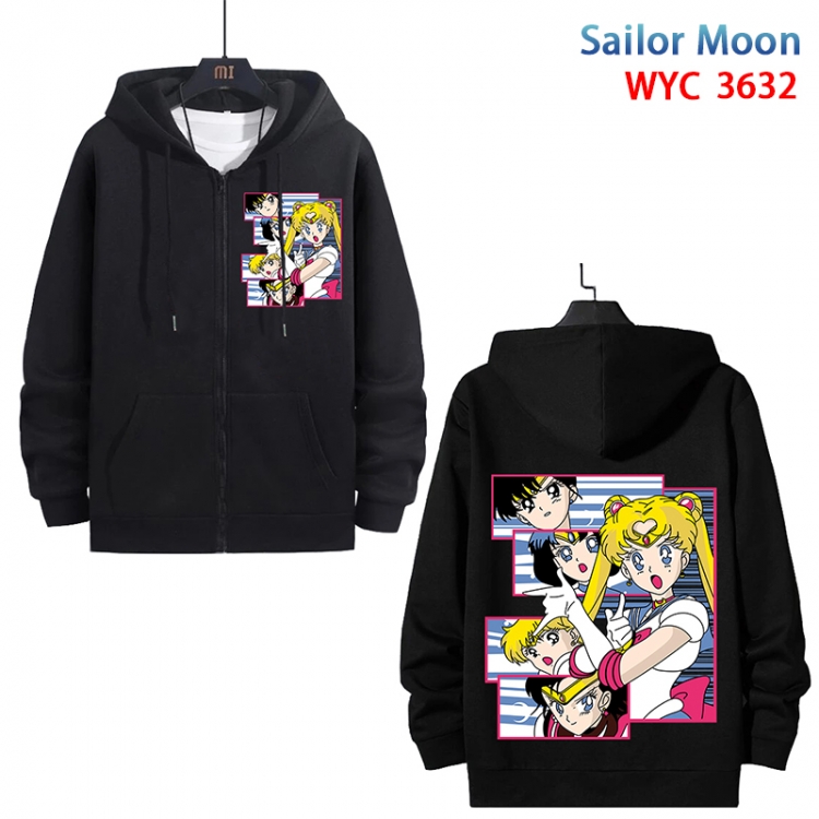 sailormoon Anime black pure cotton zipper patch pocket sweater from S to 3XL  WYC-3632-3