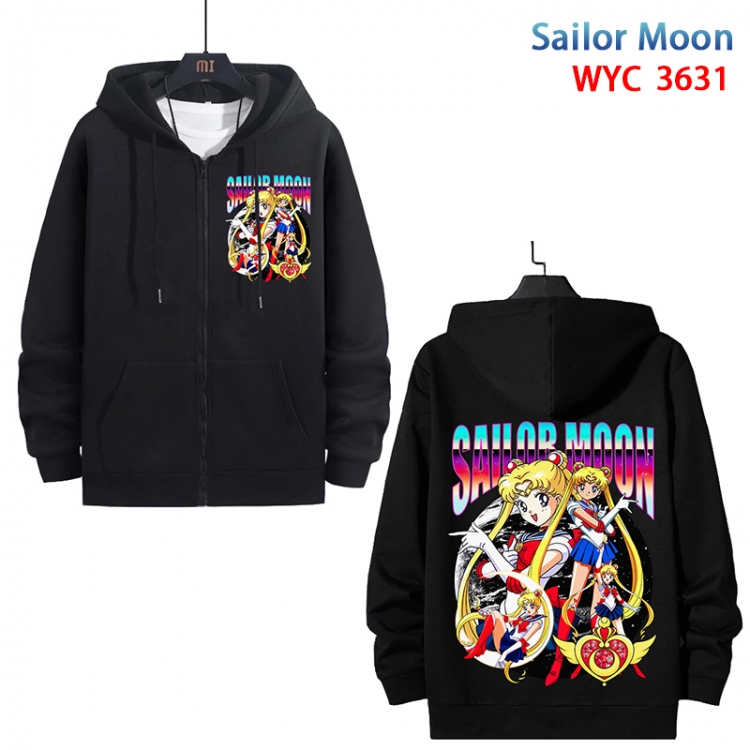 sailormoon Anime black pure cotton zipper patch pocket sweater from S to 3XL  WYC-3631-3