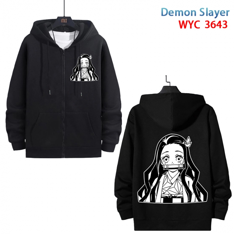 Demon Slayer Kimets Anime black pure cotton zipper patch pocket sweater from S to 3XL WYC-3643-3