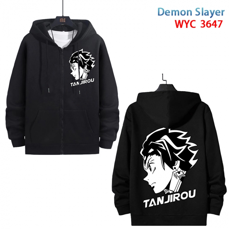 Demon Slayer Kimets Anime black pure cotton zipper patch pocket sweater from S to 3XL WYC-3647-3