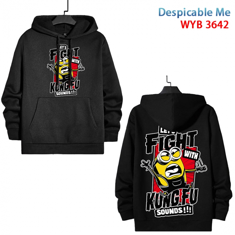Despicable Me Anime black pure cotton hooded patch pocket sweater from S to 3XL WYB-3642-3