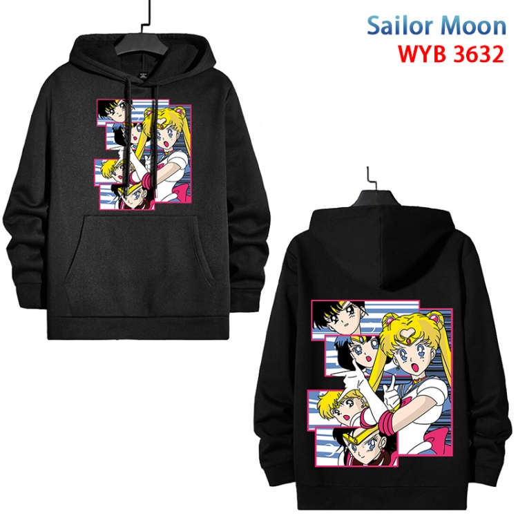 sailormoon Anime black pure cotton hooded patch pocket sweater from S to 3XL  WYB-3632-3
