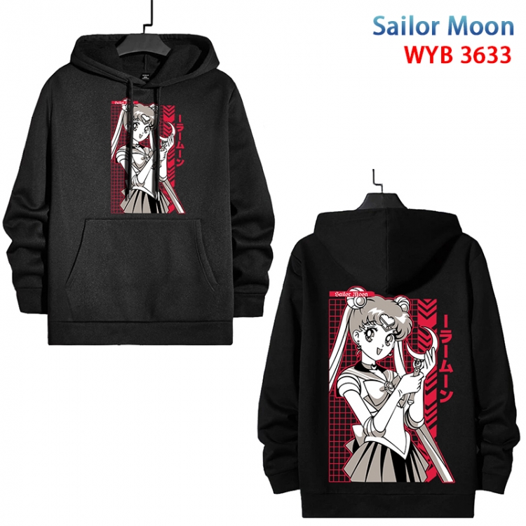sailormoon Anime black pure cotton hooded patch pocket sweater from S to 3XL   WYB-3633-3