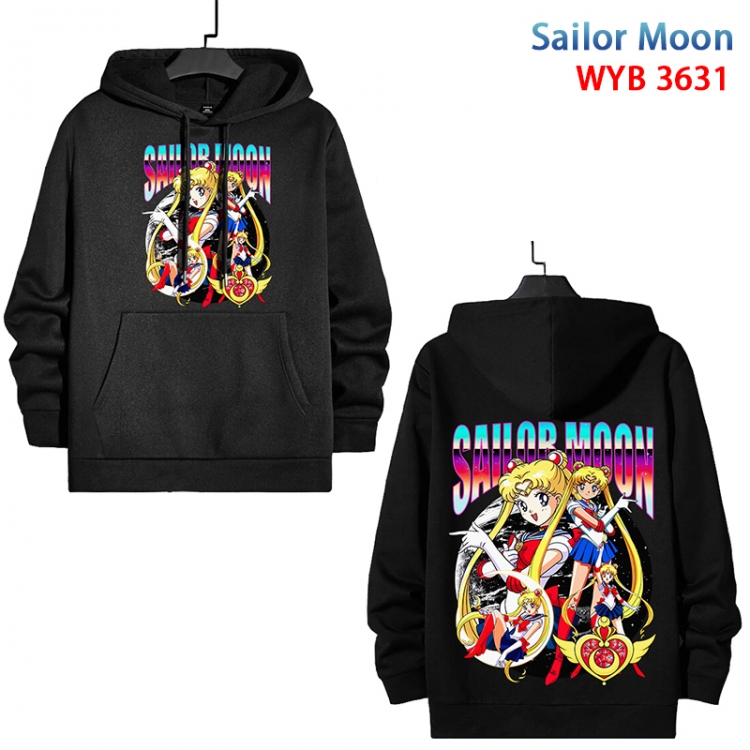 sailormoon Anime black pure cotton hooded patch pocket sweater from S to 3XL WYB-3631-3