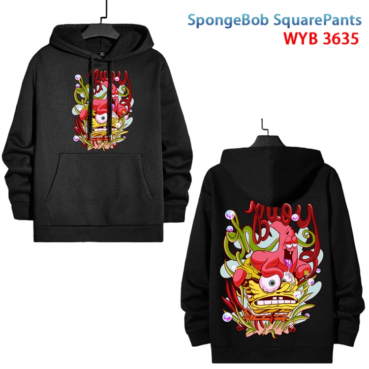 SpongeBob Anime black pure cotton hooded patch pocket sweater from S to 3XL WYB-3635-3