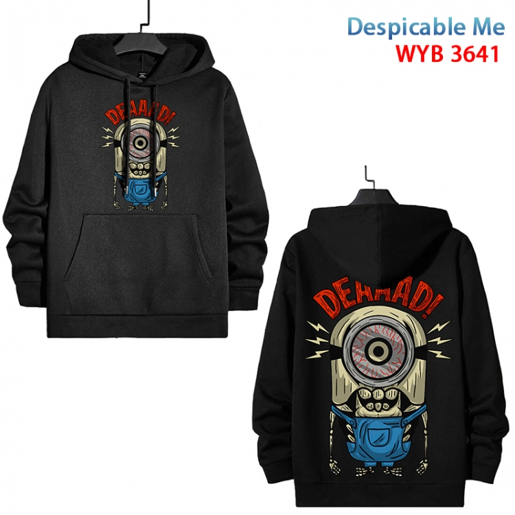 Despicable Me Anime black pure cotton hooded patch pocket sweater from S to 3XL WYB-3641-3