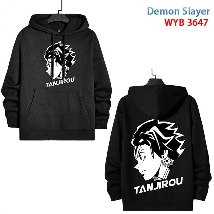 Demon Slayer Kimets Anime black pure cotton hooded patch pocket sweater from S to 3XL  WYB-3647-3