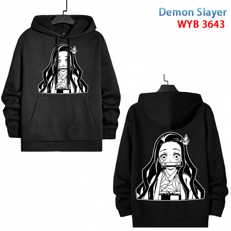 Demon Slayer Kimets Anime black pure cotton hooded patch pocket sweater from S to 3XL  WYB-3643-3