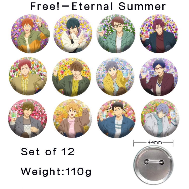 Free! Anime tinplate laser iron badge badge badge 44mm  a set of 12