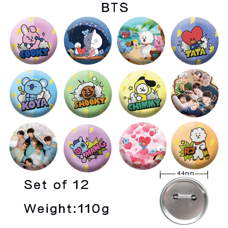 BTS Anime tinplate laser iron badge badge badge 44mm  a set of 12