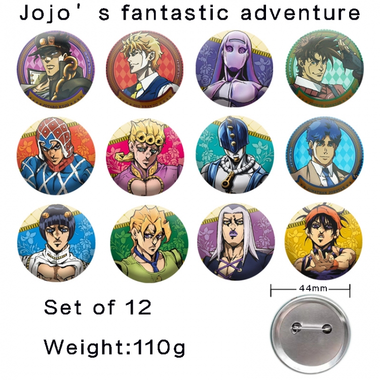 JoJos Bizarre Adventure Anime tinplate laser iron badge badge badge 44mm  a set of 12