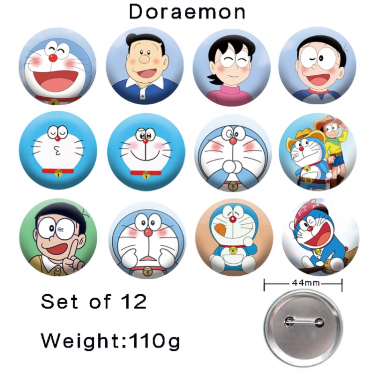 Doraemon Anime tinplate laser iron badge badge badge 44mm  a set of 12