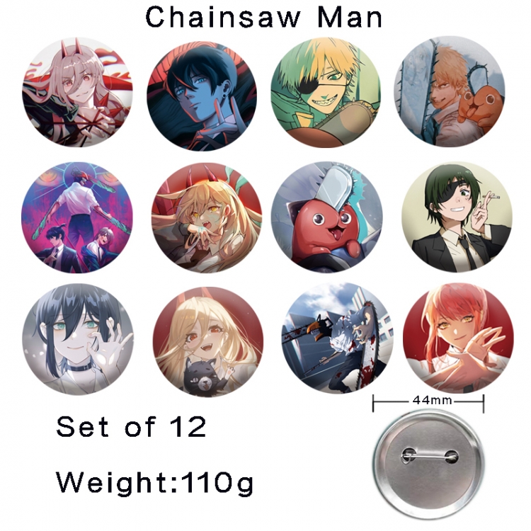 Chainsaw man Anime tinplate laser iron badge badge badge 44mm  a set of 12