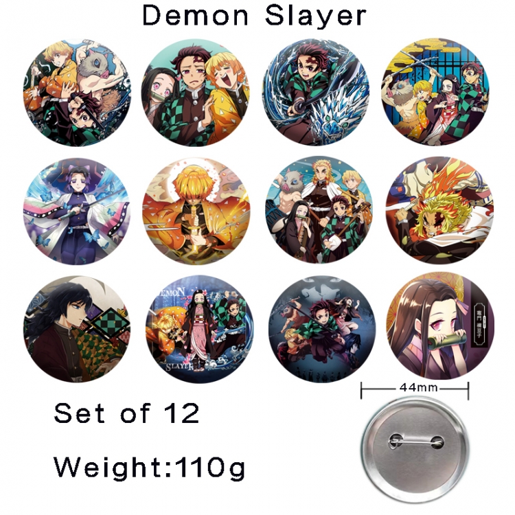 Demon Slayer Kimets Anime tinplate laser iron badge badge badge 44mm  a set of 12
